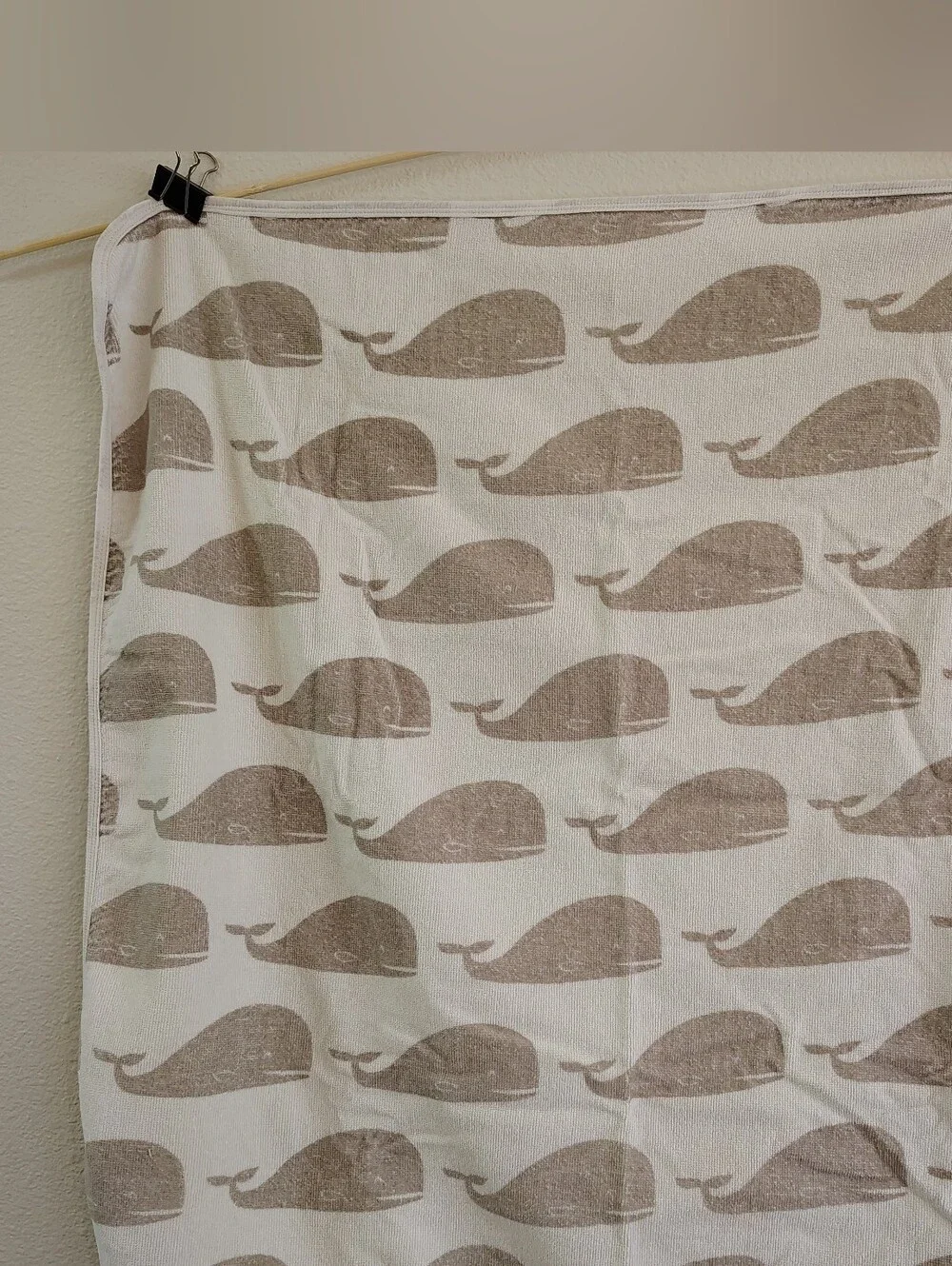 Milkbarn Organic Cotton Hooded Baby Towel with Gray Whale Pattern (30